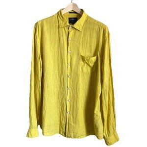Rodd & Gunn Linen Resort Shirt Men’s 2XL Yellow Beach Vacation Style